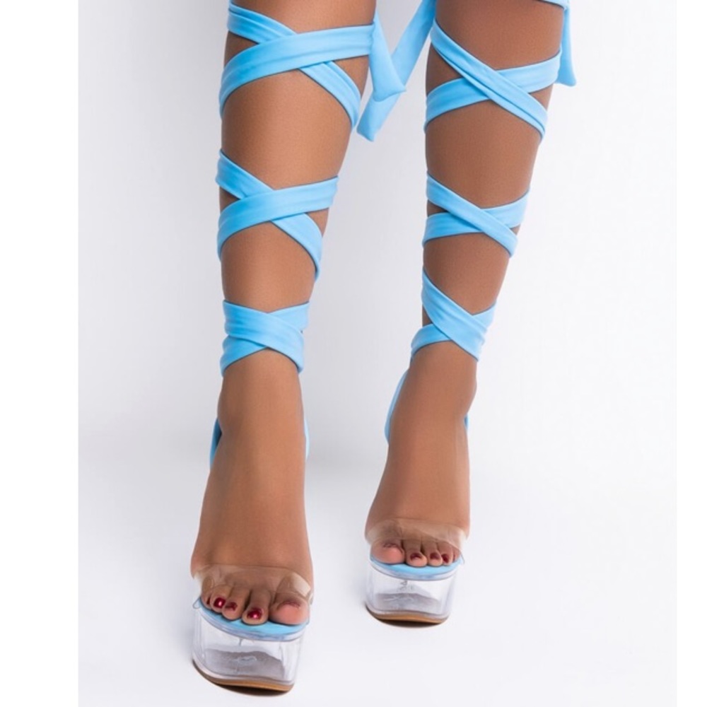 Stiletto strapped heel- Baby Blue